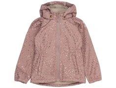 Mikk-line overgangsjakke softshell twilight mauve med glitterprint